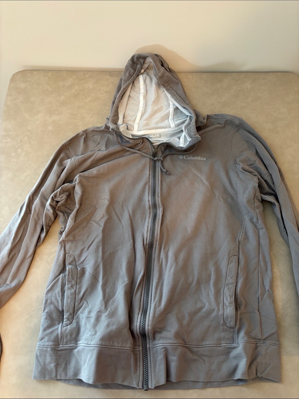 Columbia Gray Hooded Active Fit Zip-Up Jacket